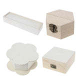 4XBF Unpainted Wooden Jewellery Box with Hinged Lid