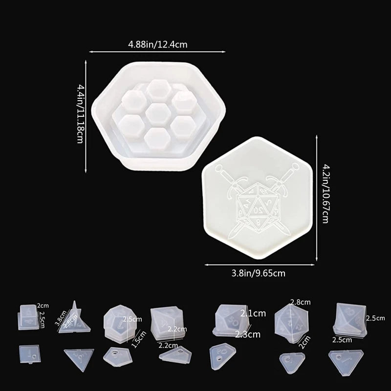 4XBF Dice Box & Storage Silicone Molds Set with Syringe for Craft