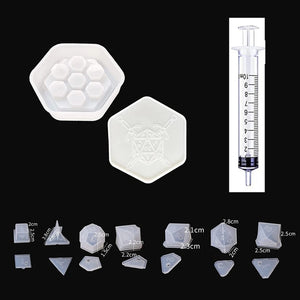 4XBF Dice Box & Storage Silicone Molds Set with Syringe for Craft