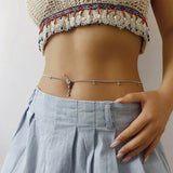 4XBF Rhinestone Dangle Belly Chain Navel Piercing Rings Body Jewelry