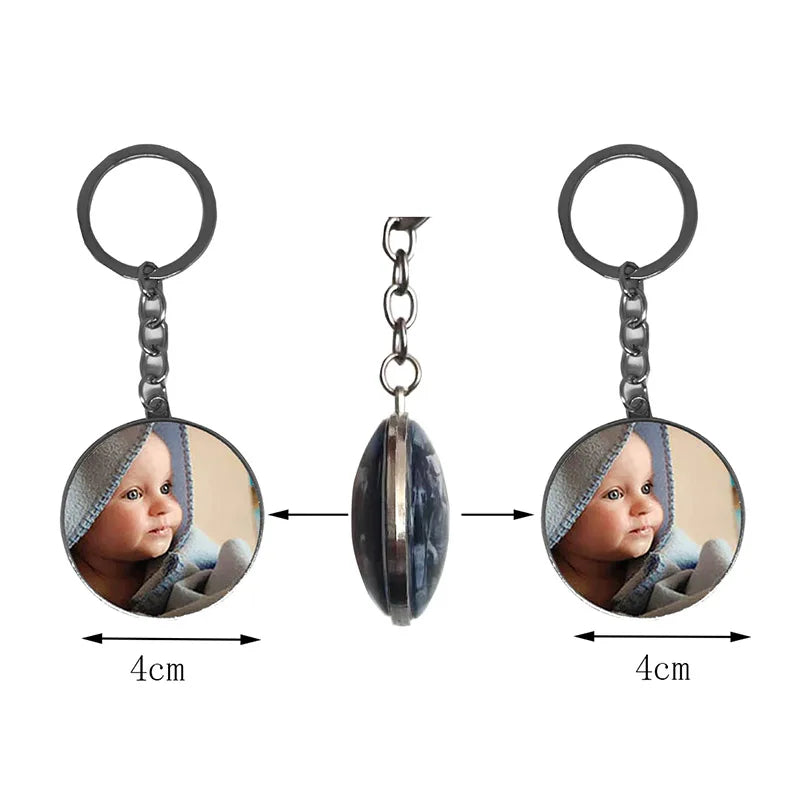 Custom Photo Pendant Baby Keychain - Double-sided Personalized Gift