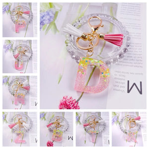 Sequin Letter Keychain Tassel Butterfly Pendant Acrylic Initial Al
