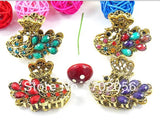 Vintage Rhinestone Crown Hair Claw Clips Set