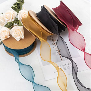 Colorful Organza Ribbon Wave Silk Bow for Hair Wrapping