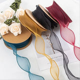 Colorful Organza Ribbon Wave Silk Bow for Hair Wrapping