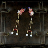 Orchid Flower Hairpin with Rhinestones Girl Hair Clip Headdress