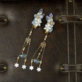 Orchid Flower Hairpin with Rhinestones Girl Hair Clip Headdress