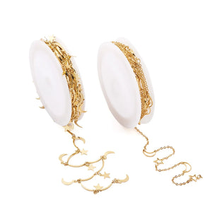 Moon Star Charms Chains Brass Cable Chains for DIY Choker Necklace Bracelet