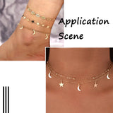 Moon Star Charms Chains Brass Cable Chains for DIY Choker Necklace Bracelet