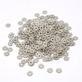 1000pcs Silver Small Beads 7 Flower Spacer Beads Round Metal Daisy Wheel Bead