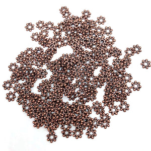1000pcs Silver Small Beads 7 Flower Spacer Beads Round Metal Daisy Wheel Bead