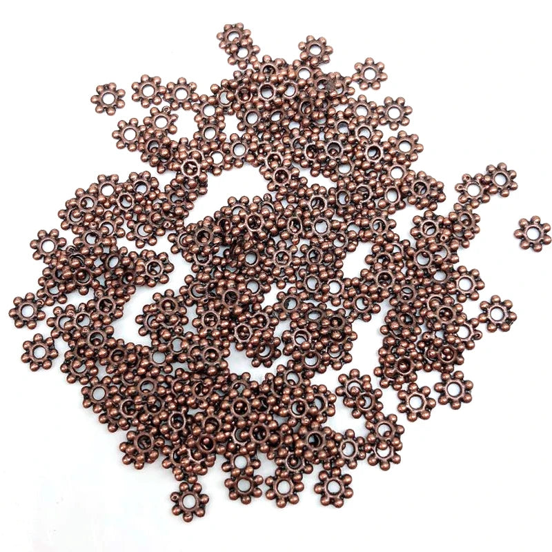 1000pcs Silver Small Beads 7 Flower Spacer Beads Round Metal Daisy Wheel Bead