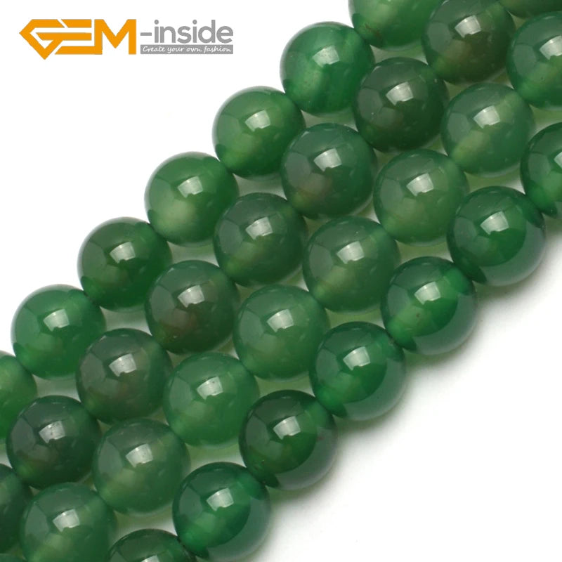 4mm-16mm Green Agates Beads Natural Stone Loose Bead 15 inches
