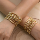 Plated Round Beads Elastic Bracelets for Women Wedding Jewelry