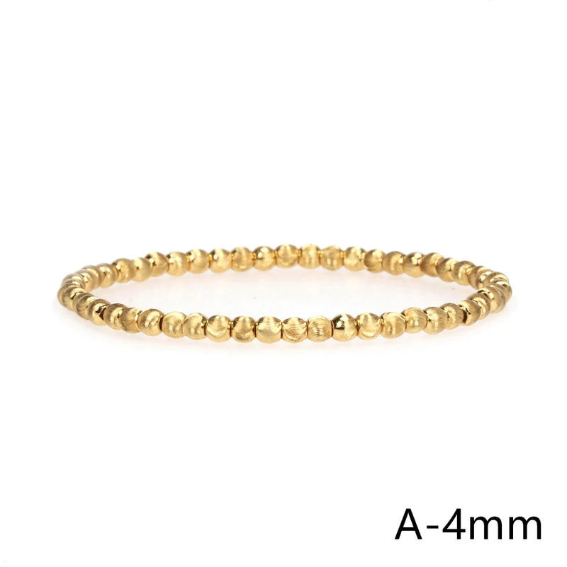 Plated Round Beads Elastic Bracelets for Women Wedding Jewelry