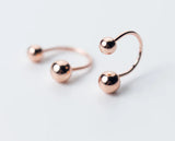 925 Sterling Silver Gold Polished Double Lucky Ball Earrings GTLE2963