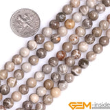 Round Gray Coral Jasper Stone Beads 15 Inch Strand