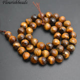 4mm 6mm 8mm 10mm Faceted Tiger Eye Stone Round Loose Beads