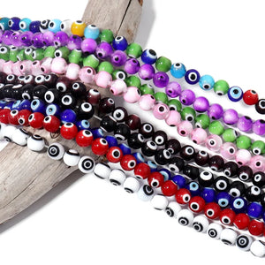 Evil Eye Lampwork Glass Beads Set, 4-10mm, DIY Jewelry Making
