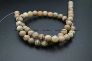 Natural Gray African Opal Stone Round Loose Beads