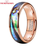 Tungsten Abalone Shell Inlay Wedding Band Polished Comfort Fit
