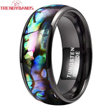 Tungsten Abalone Shell Inlay Wedding Band Polished Comfort Fit