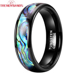 Tungsten Abalone Shell Inlay Wedding Band Polished Comfort Fit
