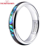 Tungsten Abalone Shell Inlay Wedding Band Polished Comfort Fit