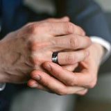 Tungsten Carbide Wedding Band with Meteorite Inlay 8mm