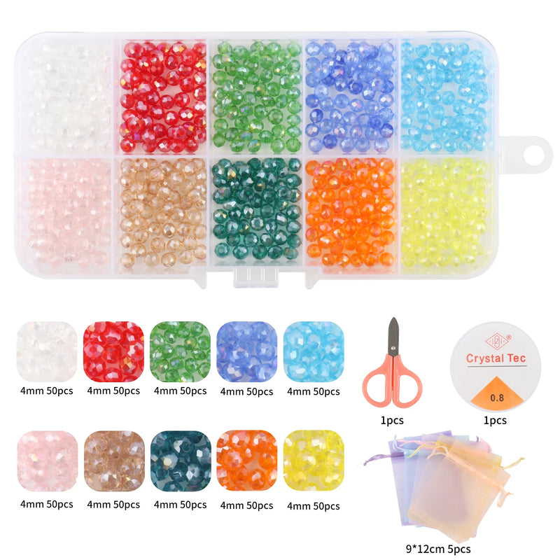4mm 6mm 8mm Bicone Crystal Spacer Beads Kit DIY Jewelry Making Accessories