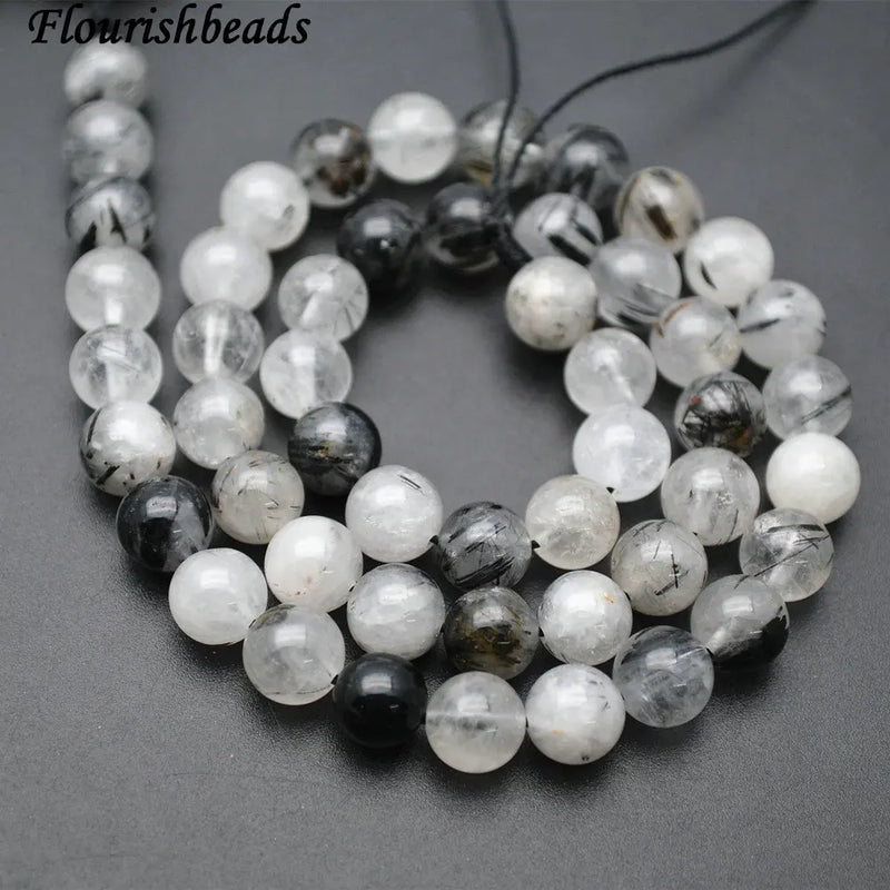 Natural Rutilated Quartz Stone Round Loose Beads 4mm 6mm 8mm