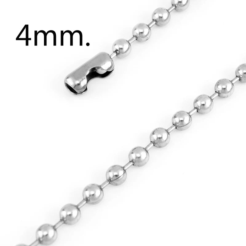 Stainless Steel Bead Chain Necklace Women Choker Long
