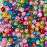 Transparent Crackle Glass Beads Round Loose Beads for Bracelet Making Mix 100pc