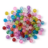 Transparent Crackle Glass Beads Round Loose Beads for Bracelet Making Mix 100pc