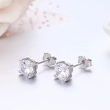 925 Silver 4mm-6mm CZ Stud Earrings for Men Women Kids