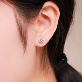 925 Silver 4mm-6mm CZ Stud Earrings for Men Women Kids