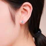 925 Silver 4mm-6mm CZ Stud Earrings for Men Women Kids