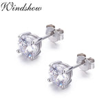 925 Silver 4mm-6mm CZ Stud Earrings for Men Women Kids
