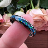 Galaxy Opal Inlay Tungsten Wedding Band Engagement Ring