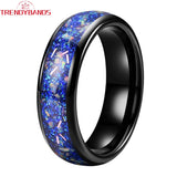 Galaxy Opal Inlay Tungsten Wedding Band Engagement Ring