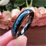 Galaxy Opal Inlay Tungsten Wedding Band Engagement Ring
