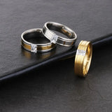 Zircon Stone Finger Ring for Couple Silver Stainless Steel Rings