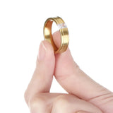 Zircon Stone Finger Ring for Couple Silver Stainless Steel Rings
