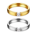 Zircon Stone Finger Ring for Couple Silver Stainless Steel Rings