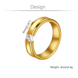 Zircon Stone Finger Ring for Couple Silver Stainless Steel Rings