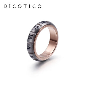 Vintage Roman Numerals Rings Brushed Silver Stainless Steel Hip Hop Knuckles Rin