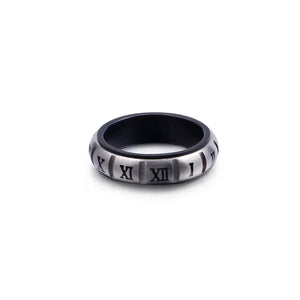 Vintage Roman Numerals Rings Brushed Silver Stainless Steel Hip Hop Knuckles Rin