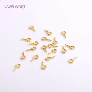 18K Plating Screw Eye Component Brass Mini Eye Pins 4mm*8mm