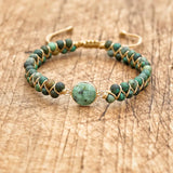 4mm African Stone Braided Turtle Bracelet Double Layer Beads Boho Charm
