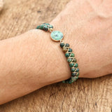 4mm African Stone Braided Turtle Bracelet Double Layer Beads Boho Charm
